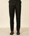 Manyavar Men Black Georgette Stone Work Embroidered Indo Western