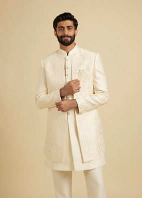 Manyavar Men Regal Cream Indo Western
