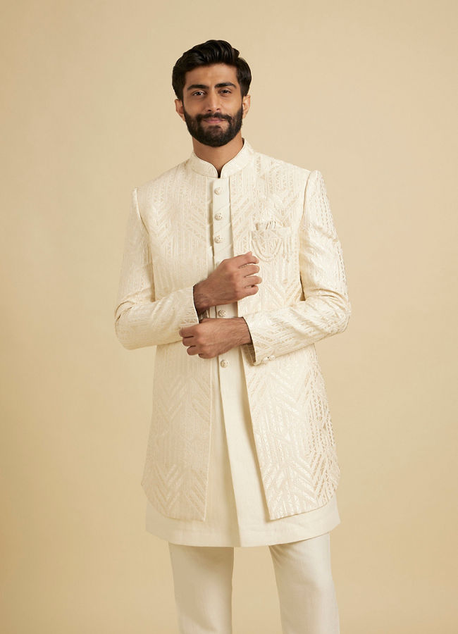 Manyavar Men Regal Cream Indo Western image number 0