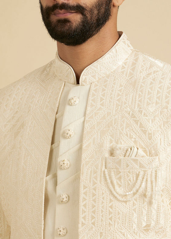 Manyavar Men Regal Cream Indo Western