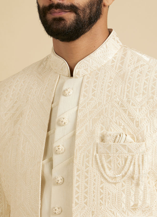 Manyavar Men Regal Cream Indo Western