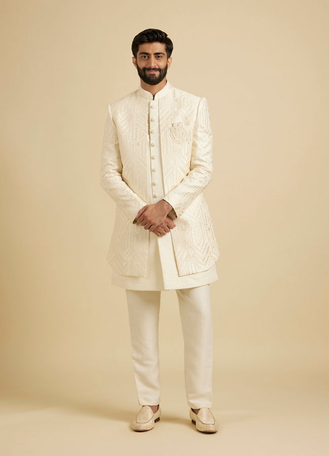 Manyavar Men Regal Cream Indo Western
