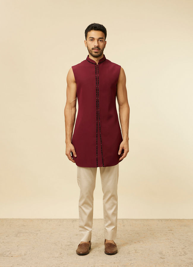 Manyavar Men Regal Black Indo Western Set