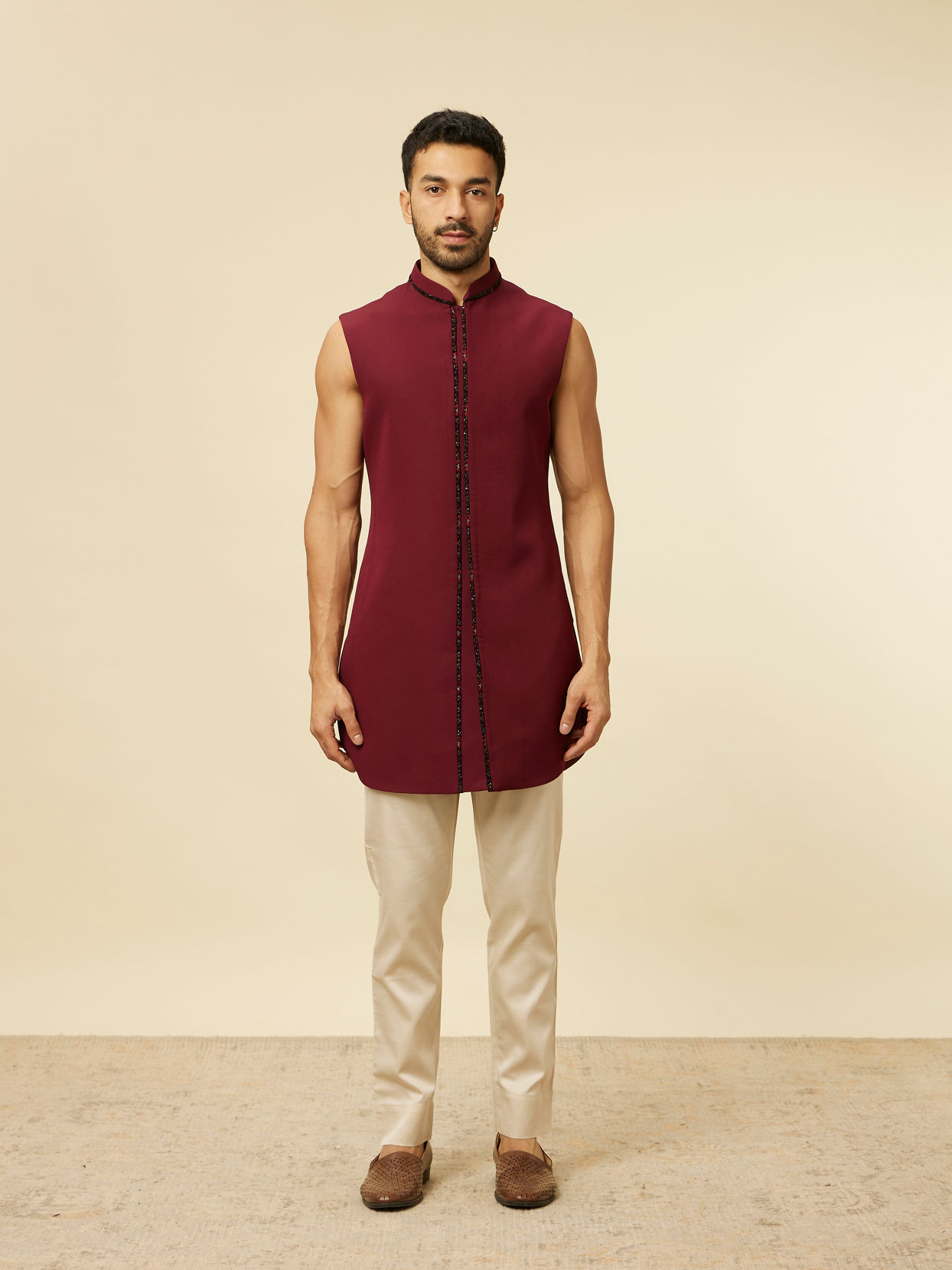 Manyavar Men Regal Black Indo Western Set