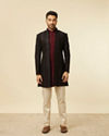 alt message - Manyavar Men Regal Black Indo Western Set image number 3