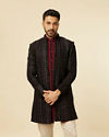 alt message - Manyavar Men Regal Black Indo Western Set image number 0