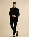 Manyavar Men Exquisite Black Velvet Indo Western