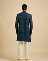 Manyavar Men Elegant Teal Blue Georgette Indo Western
