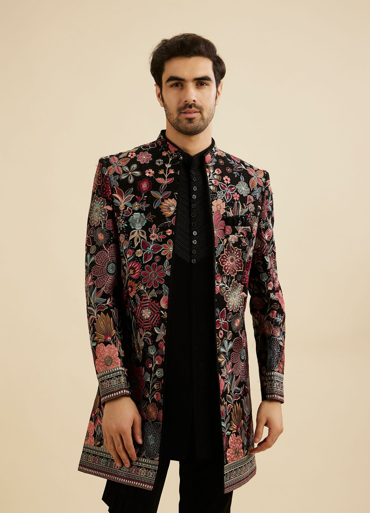 Manyavar Men Black Royalty Indo Western Ensemble