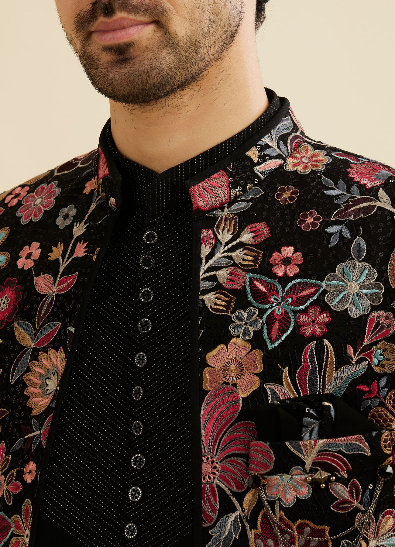 Manyavar Men Black Royalty Indo Western Ensemble