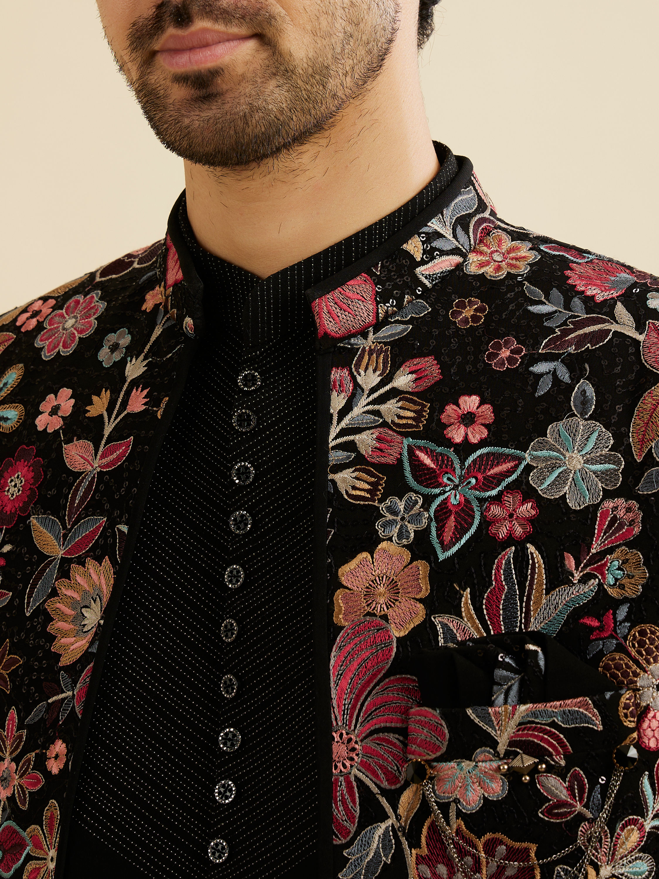 Manyavar Men Black Royalty Indo Western Ensemble