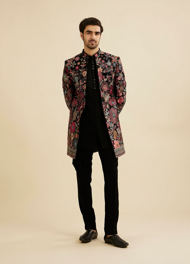 Manyavar Men Black Royalty Indo Western Ensemble