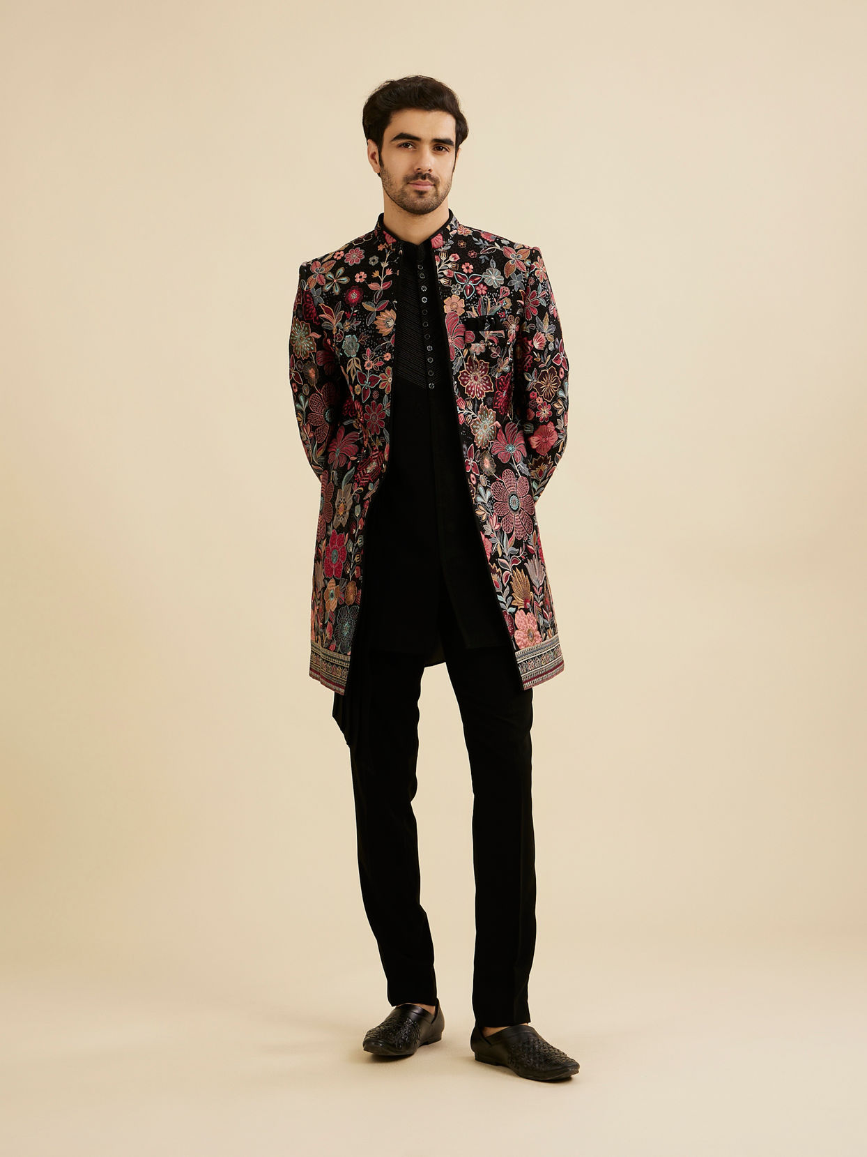 Manyavar Men Black Royalty Indo Western Ensemble