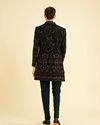 Manyavar Men Teal Green Velvet Indo Western Ensemble
