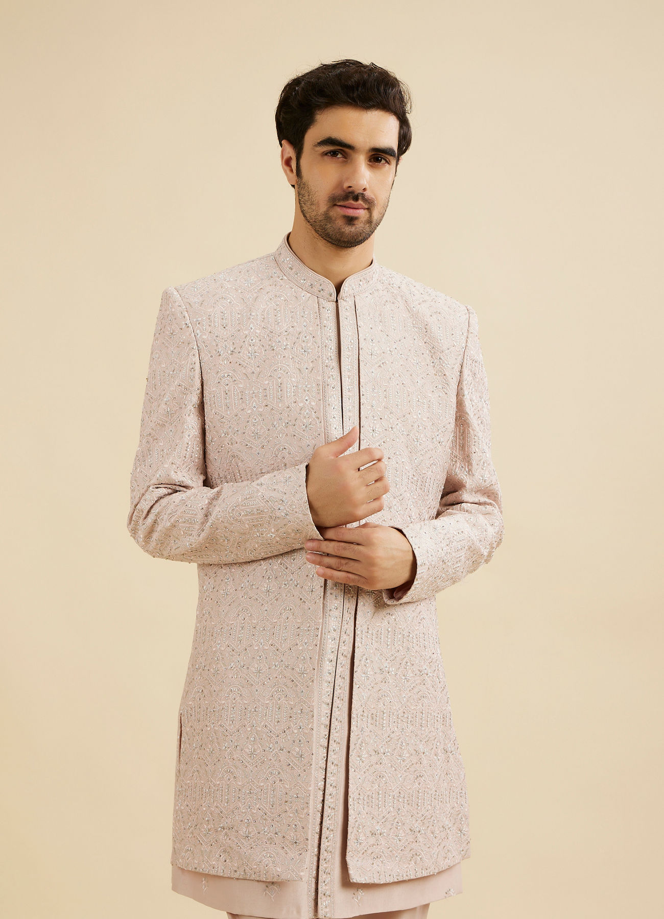 Manyavar Men Pink Elegance Indo Western