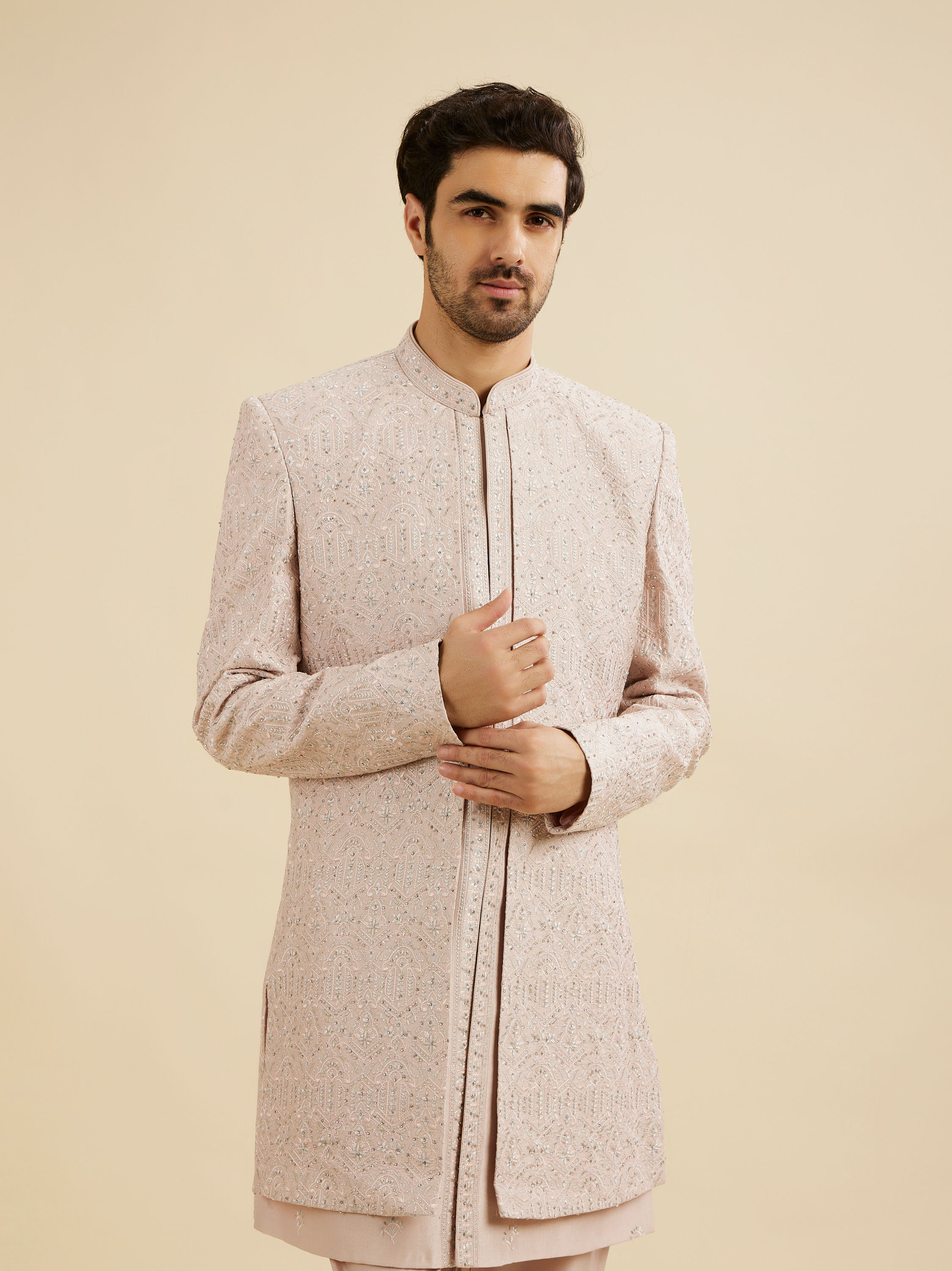 Manyavar Men Pink Elegance Indo Western