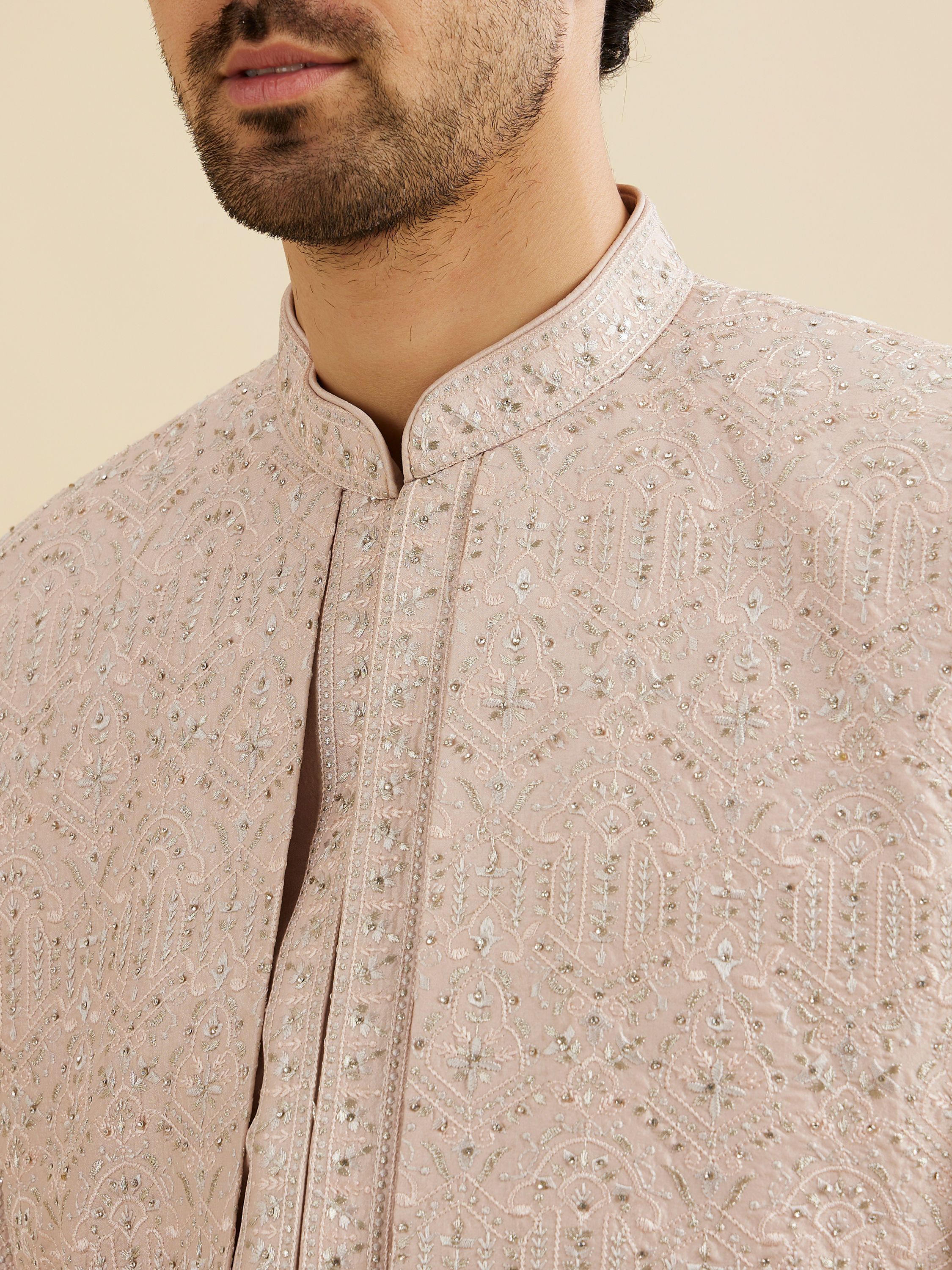 Manyavar Men Pink Elegance Indo Western