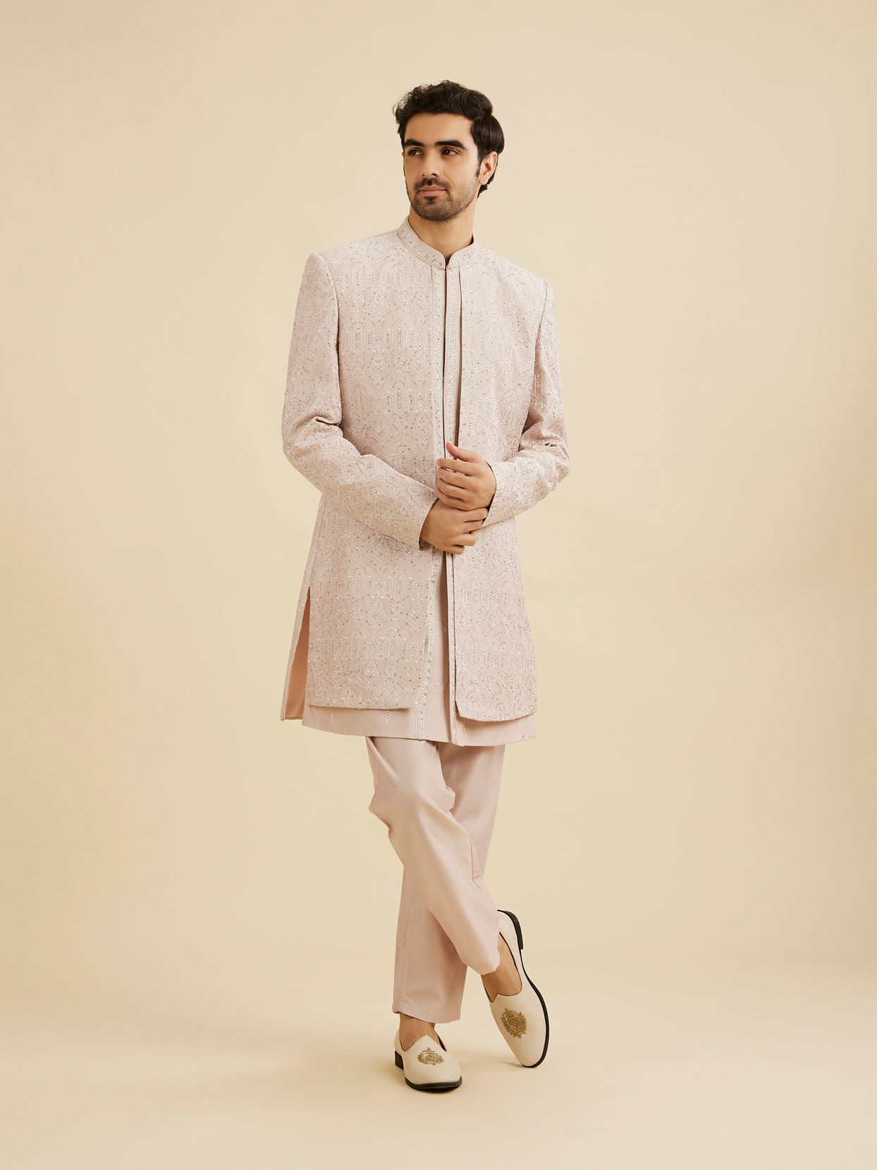Manyavar Men Pink Elegance Indo Western
