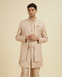 Manyavar Men Beige Elegance Indo Western