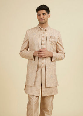 Manyavar Men Beige Elegance Indo Western