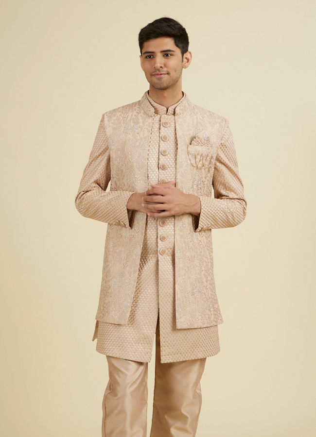 Manyavar Men Beige Elegance Indo Western
