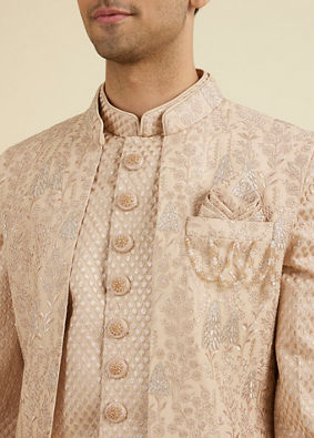 Manyavar Men Beige Elegance Indo Western