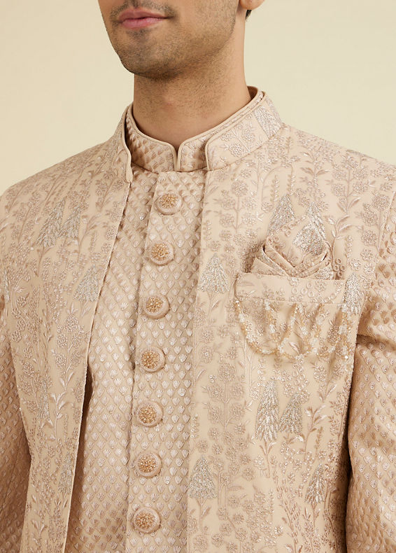 Manyavar Men Beige Elegance Indo Western