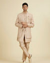 Manyavar Men Beige Elegance Indo Western