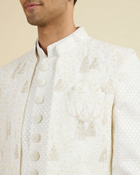 Manyavar Men Elegant Cream Georgette Indo Western Set