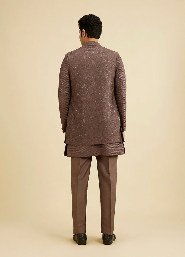 Manyavar Men Dark Brown Georgette Charm Indo Western