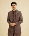Manyavar Men Dark Brown Georgette Charm Indo Western