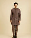 Manyavar Men Dark Brown Georgette Charm Indo Western