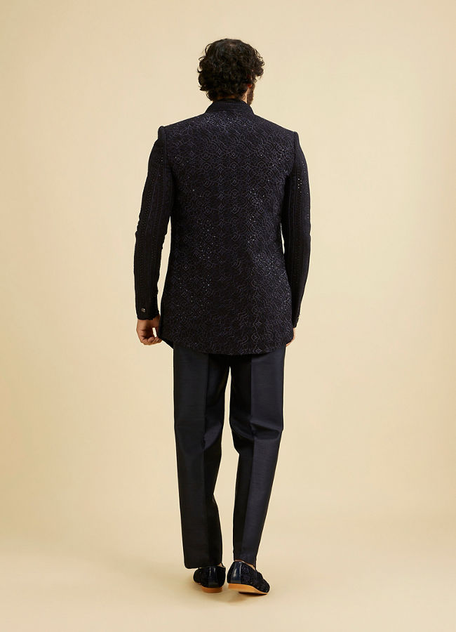 Manyavar Men Dark Blue Elegance Indo Western image number 4