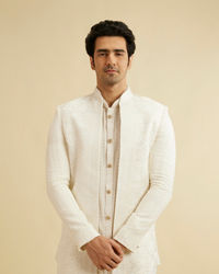 Manyavar Men Warm White Elegance Indo Western