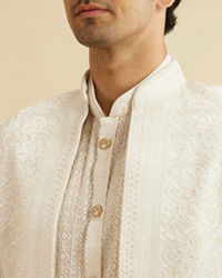 Manyavar Men Warm White Elegance Indo Western