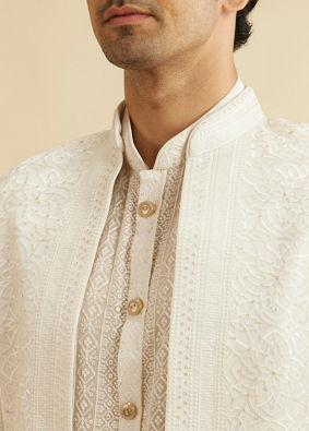 Manyavar Men Warm White Elegance Indo Western image number 1