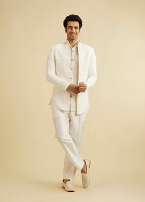 Manyavar Men Warm White Elegance Indo Western image number 2