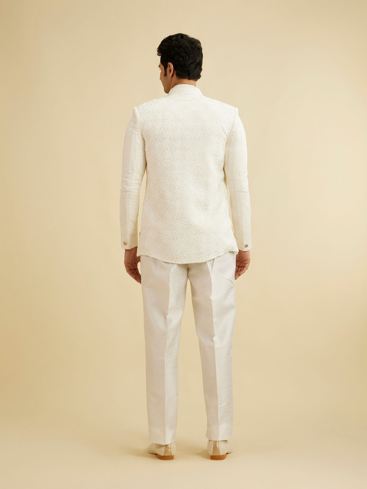 Manyavar Men Warm White Elegance Indo Western image number 5