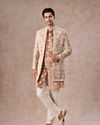 Manyavar Men Fawn Velvet Festivity Indo Western