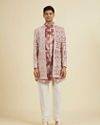 Manyavar Men Velvet Elegance in Pink Indo Western
