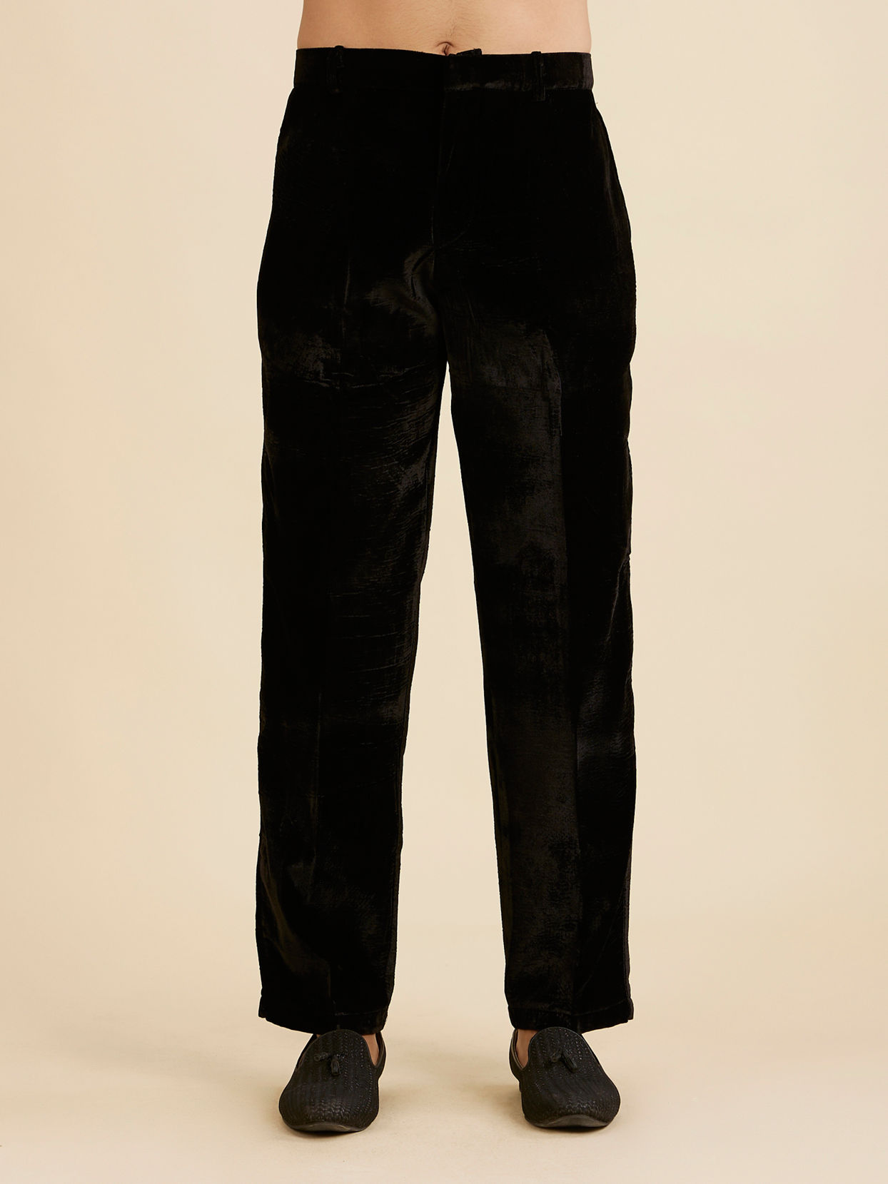 Manyavar Men Black Velvet Elegance Indo Western