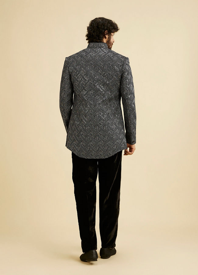 Manyavar Men Black Velvet Elegance Indo Western