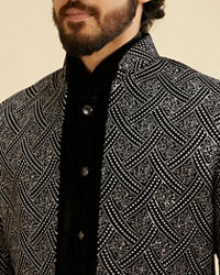 Manyavar Men Black Velvet Elegance Indo Western