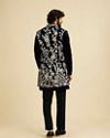 Manyavar Men Dark Blue Velvet Ensemble Indo Western