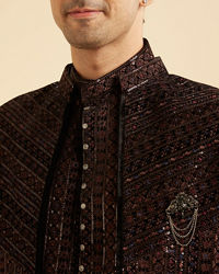 Manyavar Men Black Velvet Elegance Indo Western