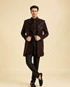 Manyavar Men Black Velvet Elegance Indo Western