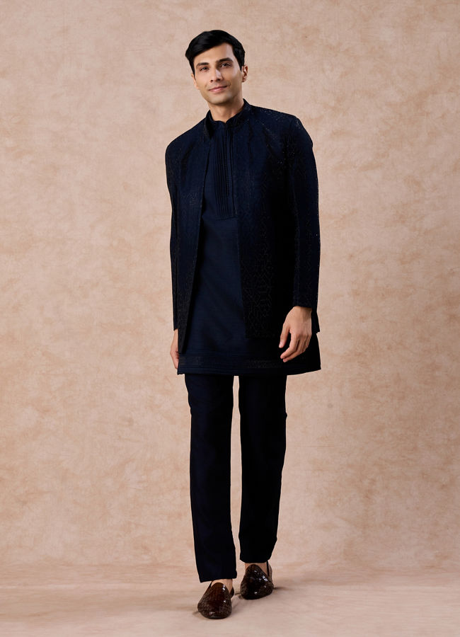 Manyavar Men Dark Blue Delight Indo Western