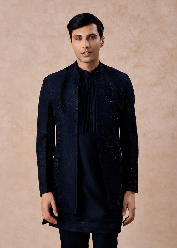 Manyavar Men Dark Blue Delight Indo Western