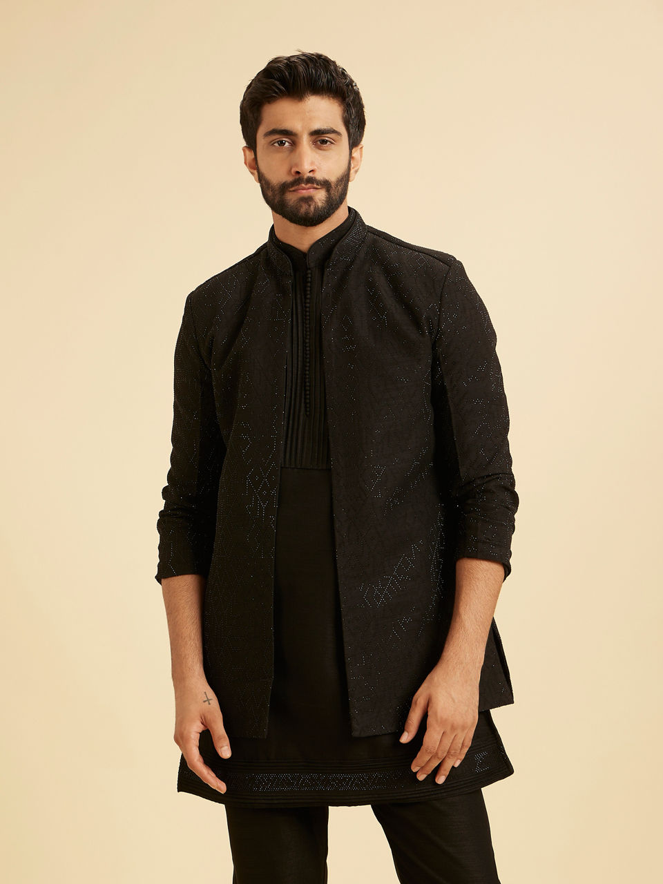 Manyavar Men Black Exquisiteness Indo Western