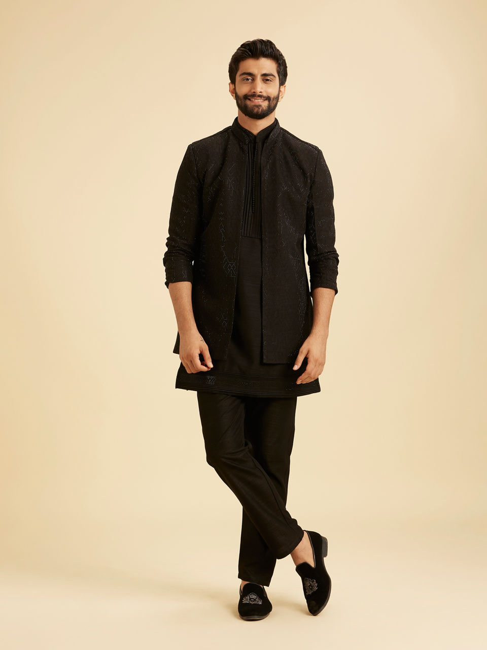 Manyavar Men Black Exquisiteness Indo Western